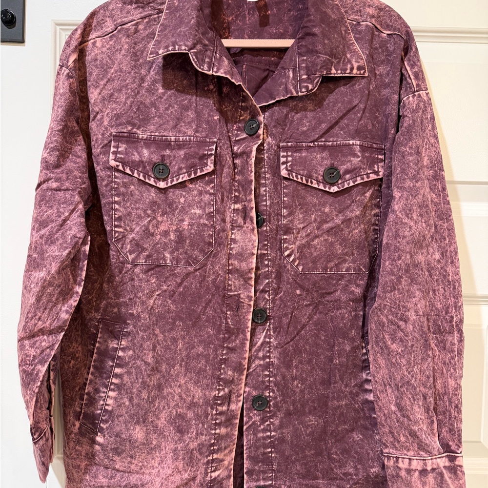 Zanana Distressed Purple Jean Shirt